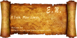 Elek Mariann névjegykártya