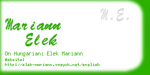 mariann elek business card